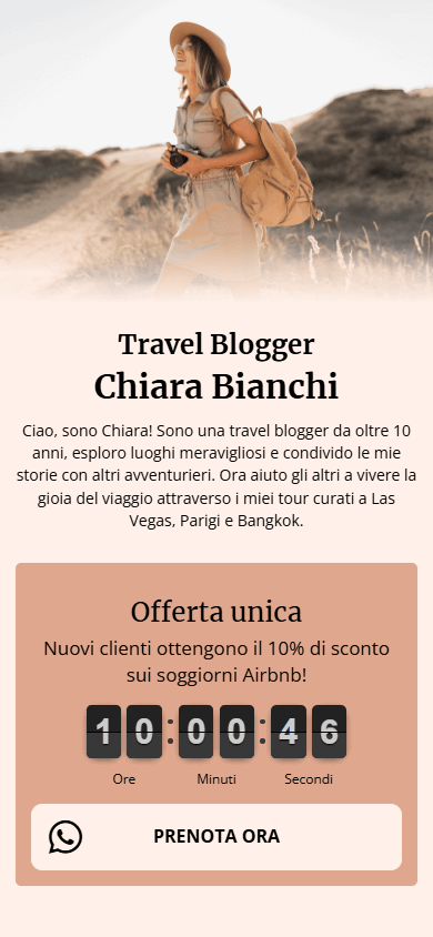 Il top dell’esempio della pagina creata e personalizzata con lo strumento link in bio Taplink AI