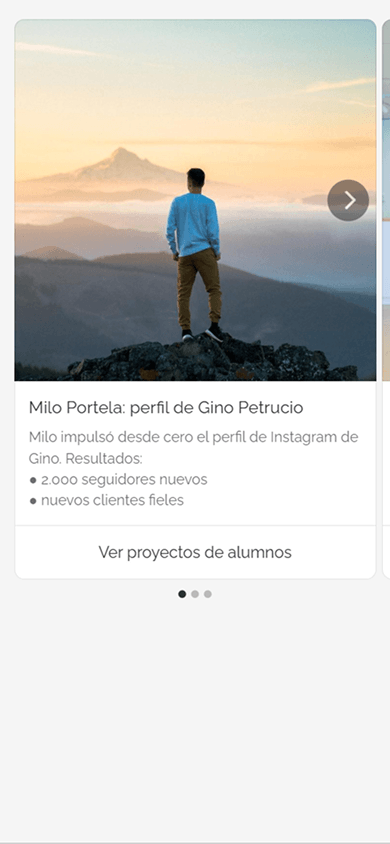 Primera diapositiva del Carrusel de imágenes en una página de enlace en la biografía creada con Taplink