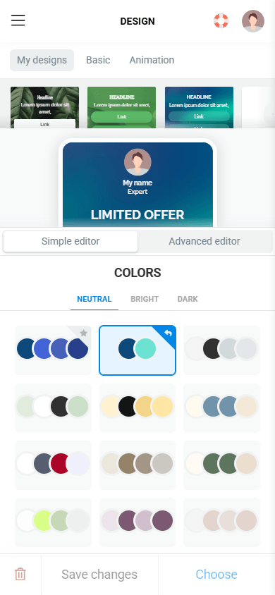 Simple customization options in the Taplink page builder