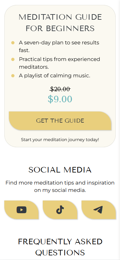 Middle of the meditation guide page created with Taplink