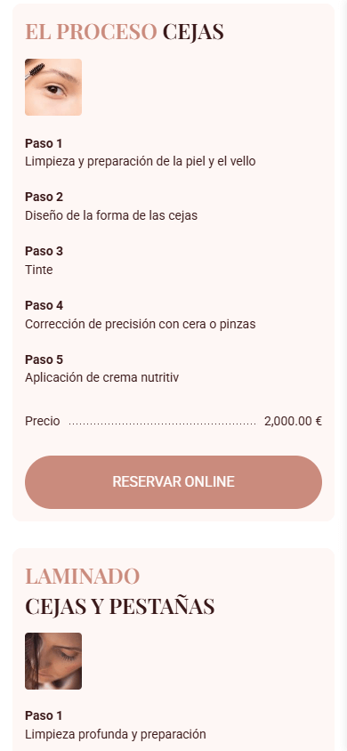 El medio del Linktree de la esteticista