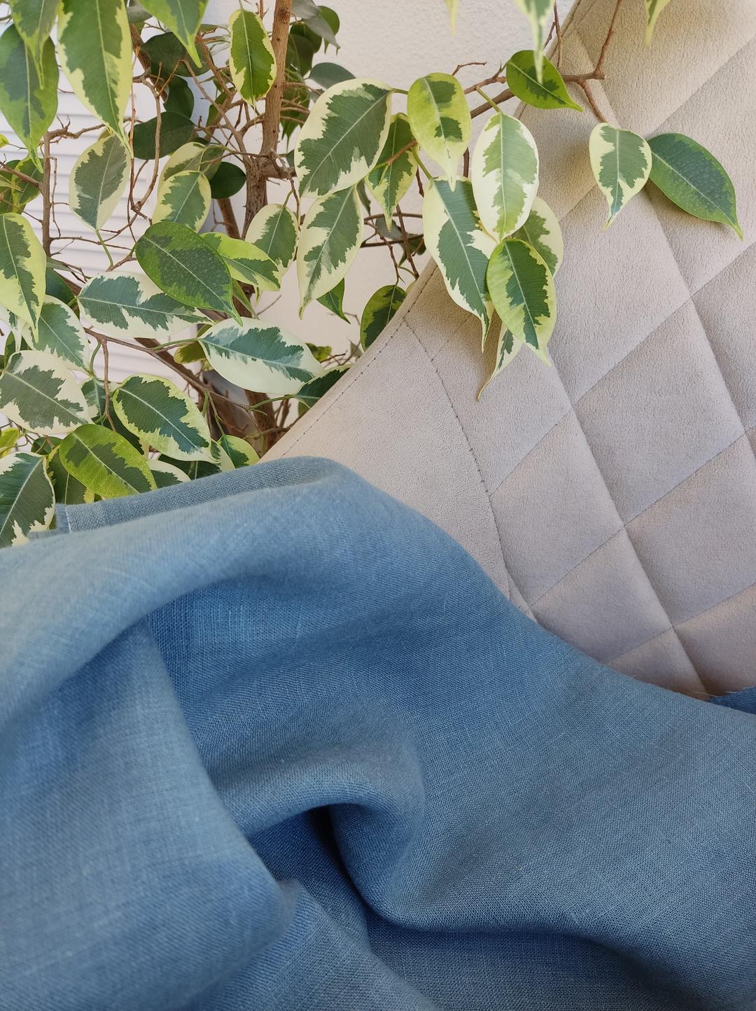 Лён с эффектом мятости Винтажный синий