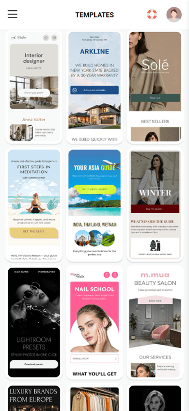 Third part of page templates in Taplink