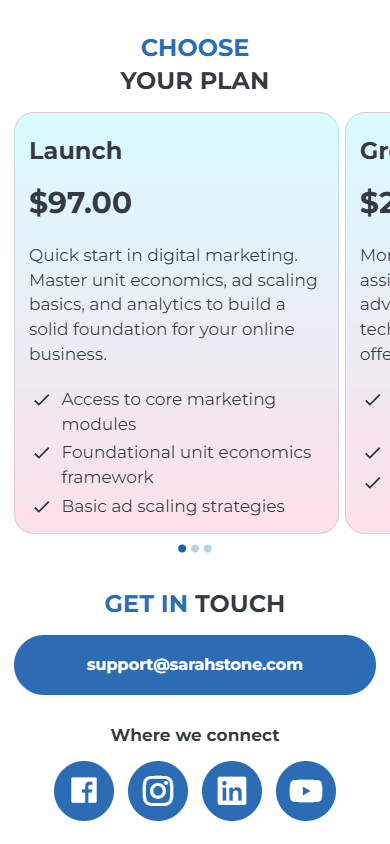 Bottom of the digital marketer’s page created in the Taplink’s AI builder