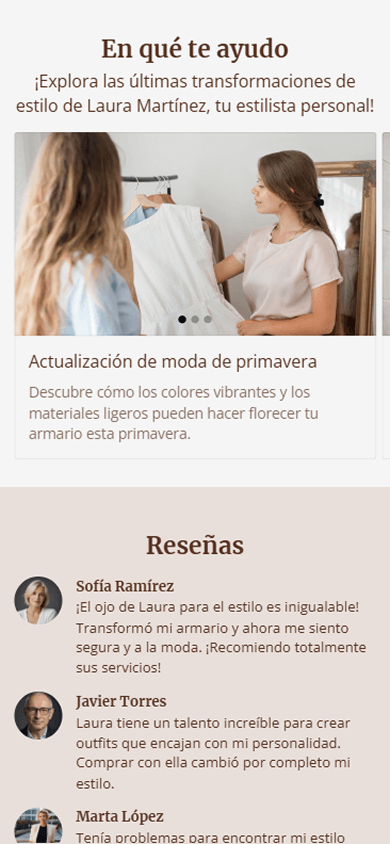 Parte de la página generada con Taplink AI que muestra servicios y testimonios de clientes
