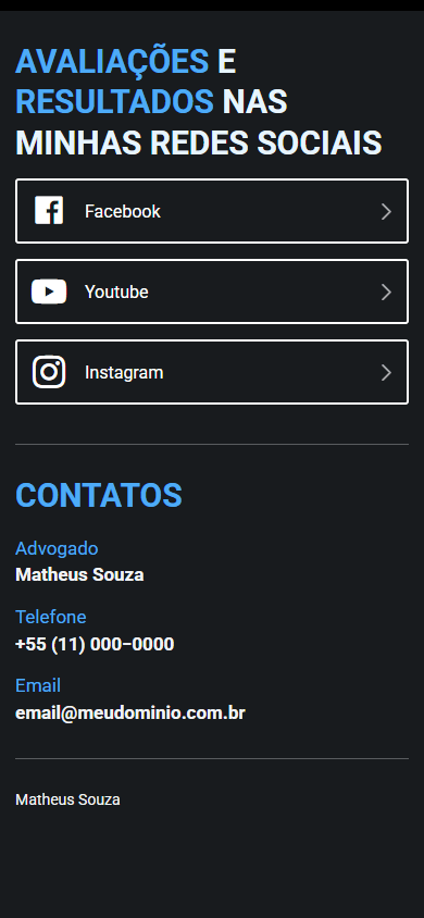 Parte inferior do Linktree do advogado