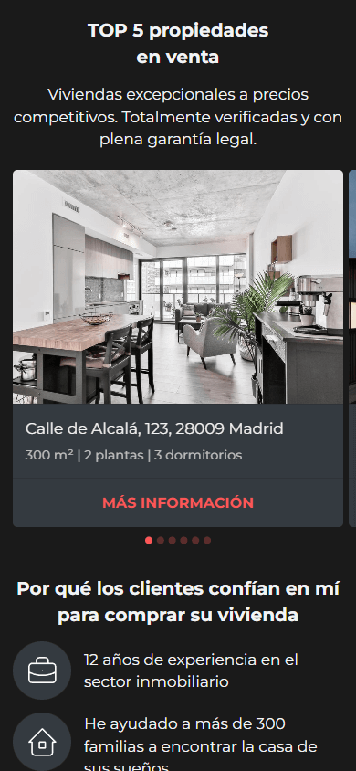 El medio del ejemplo del Linktree de un agente inmobiliario