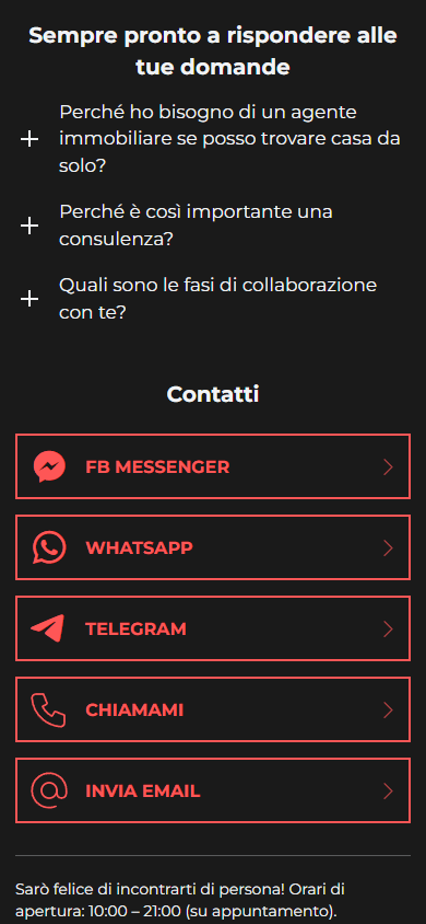 Parte inferiore dell’esempio di Linktree per il business immobiliare