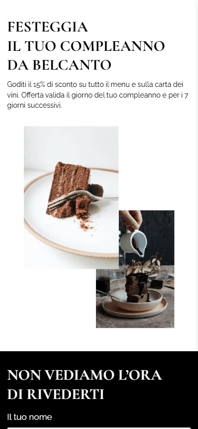 Parte inferiore dell’esempio di Linktree del ristorante