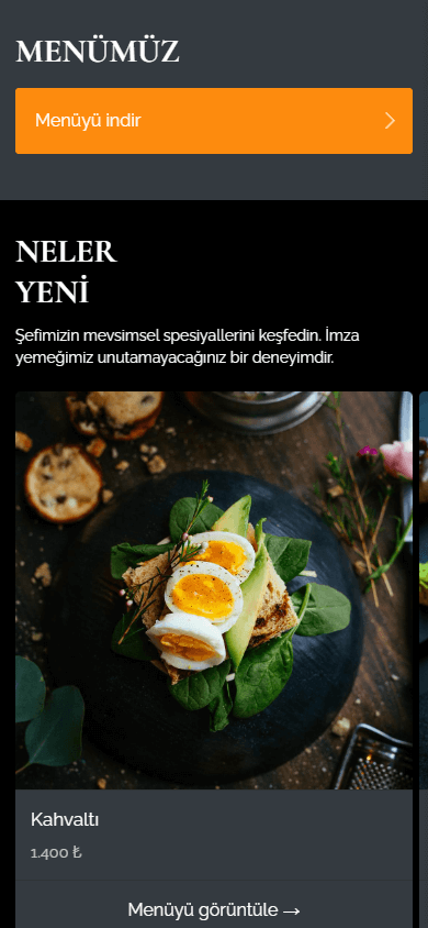 Restoran Linktree’sinin orta bölümü