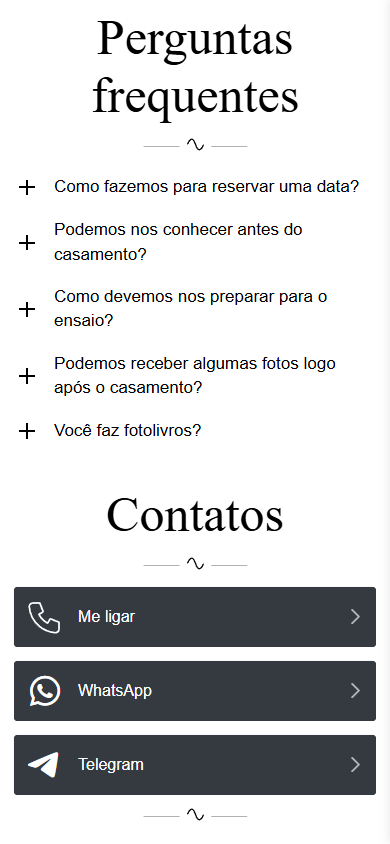 Parte inferior do Linktree do fotógrafo