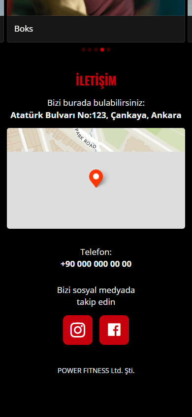 Fitness Linktree sayfası örneğinin alt kısmı