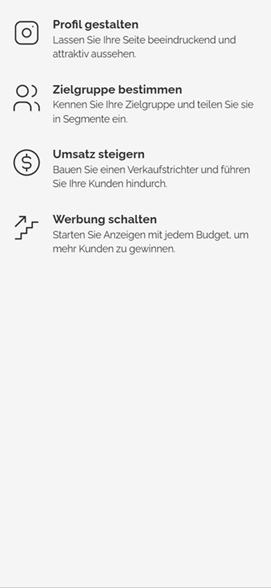 Eine Liste der Lernergebnisse des Kurses, erstellt mit dem Block „Medien und Texte“ in Taplink