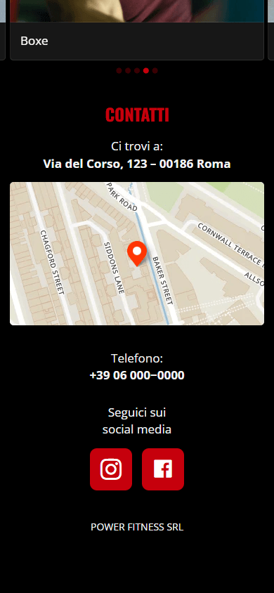 Parte inferiore dell’esempio di pagina Linktree per il fitness