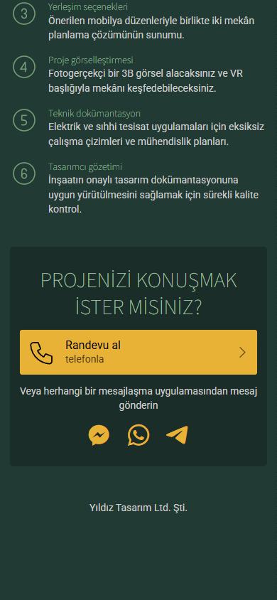 Tasarımcı Linktree örneğinin alt kısmı