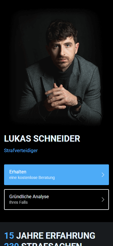 Der obere Bereich des Linktree-Seitenbeispiels eineseiner Anwält:in