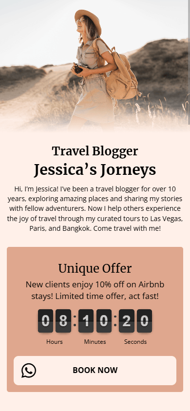 Top of the link in bio page generated with Taplink AI