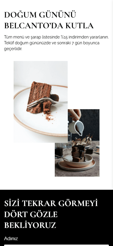 Restoran Linktree örneğinin alt kısmı