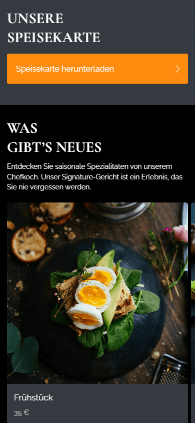 Der mittlere Bereich des Restaurant-Linktrees