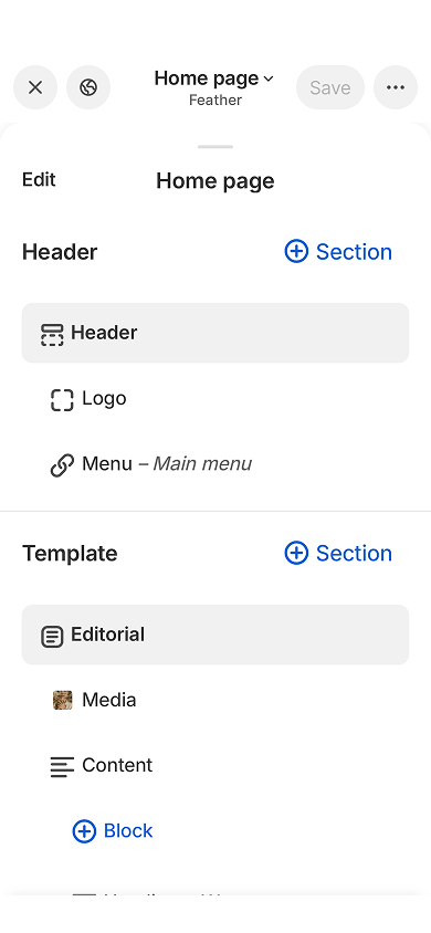 Content blocks in Shopify’s online store editor